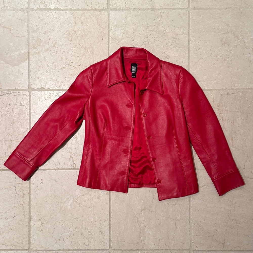 Vintage Laundry By Shelli Segal Red Leather Jacket